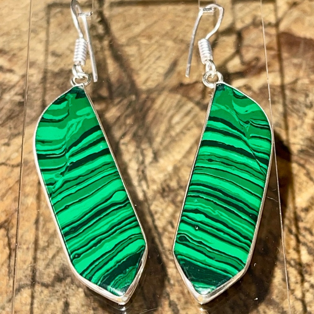 Colorful Rainbow Calsilica Earrings 2 1/4”